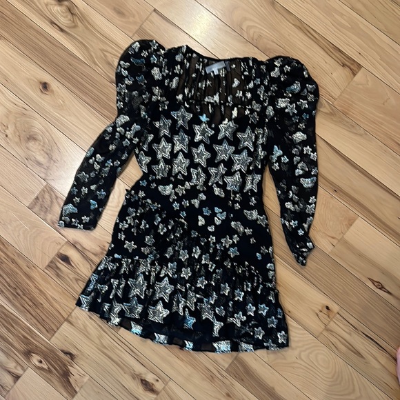 Love Shack Fancy black dress/gold stars size 00 - Picture 1 of 4